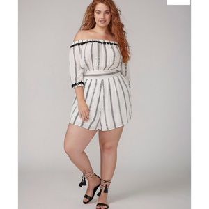 Lane Bryant Fast Lane Romper with Pom Poms